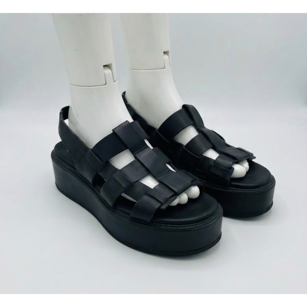 Sorel Dayspring Slingback Black Leather Platform Gladiator Sandals Sz 10